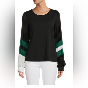Women's Karl Lagerfeld Paris Colorblock Pleated Puff Sleeve Top